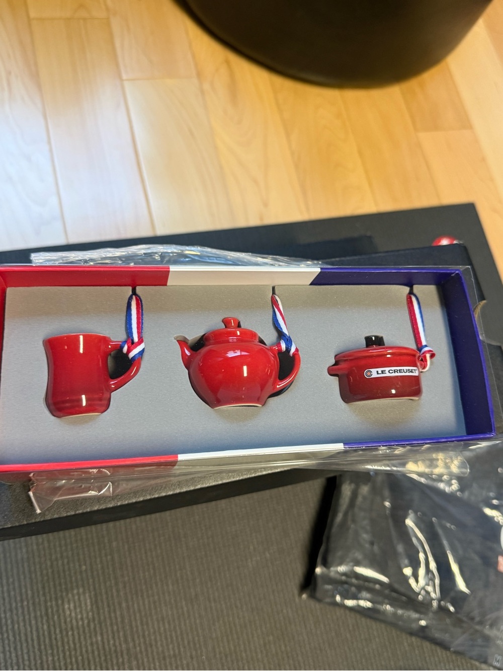 Le Creuset Red Miniature Teapot, Mug & Casserole Ornament Trio